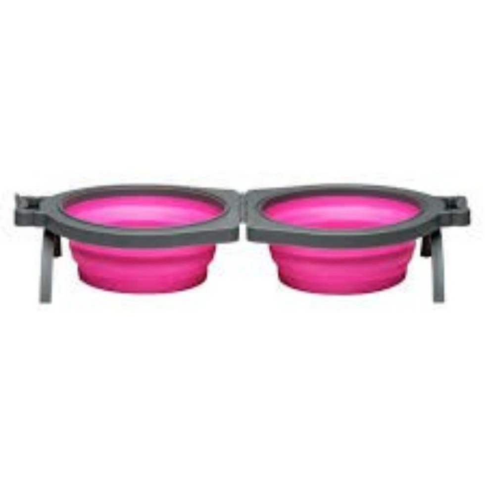 Picture of Loving Pet Roma Travel Bowl Double Diner Medium Pink 