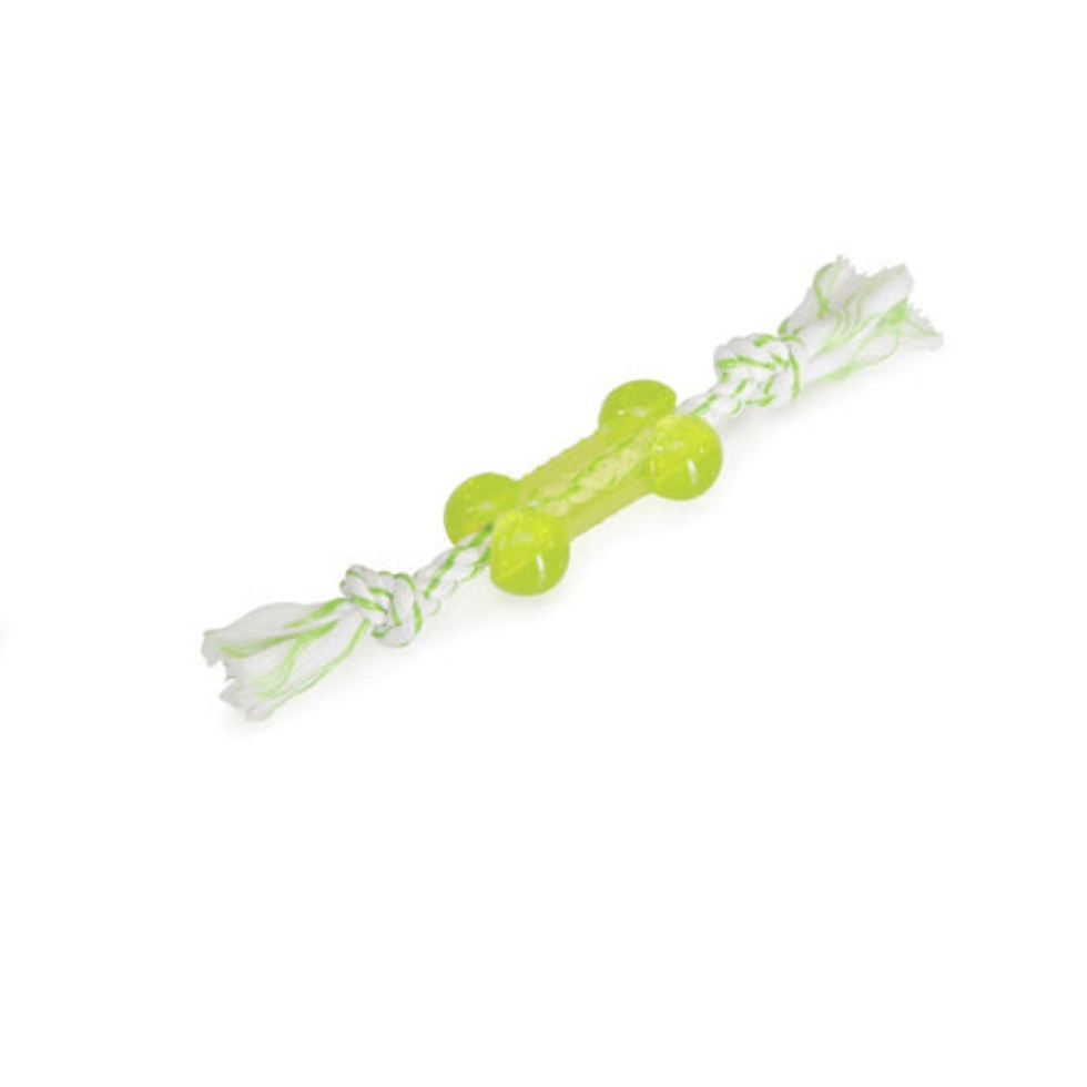 Picture of Camon Mint-Scented Dog Toy - Tpr Bone With Cotton Rope 24Cm