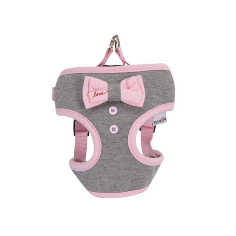 Picture of Camon Harness With Pink Bow - Girth - Grey