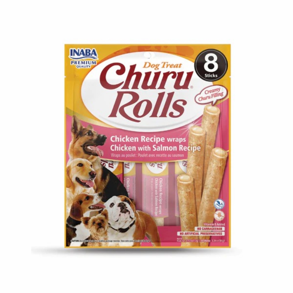 Picture of  Inaba Churu Churu Rolls for Dogs Chicken with Salmon 8x12g